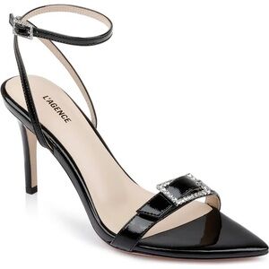 L'AGENCE Juneau Black Patent Leather Ankle Strap Heels - size 38/ US Women’s 8